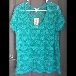 2/$20 Lace blue top plus